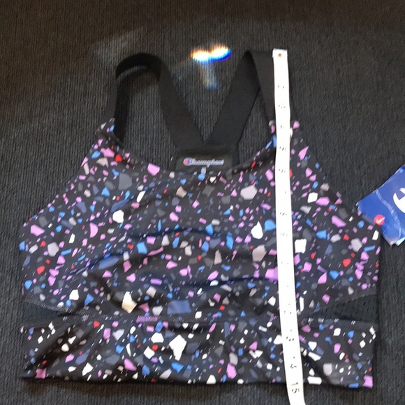 NWT Champion Wicking Anti-Odor Racer Back Black w/Multi- Colors Sports Bra-M - Picture 11 of 11
